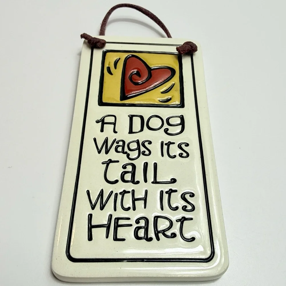 Spooner Creek Dog Ceramic Wall Plaque Etched Clay Michael Macone Artist Signed
